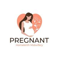 pregnancy logo pregnant woman maternal vector illustration