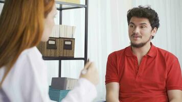 A psychiatrist listening to his patient's problems. video
