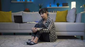 The grieving woman is thinking and suffering from depression. video