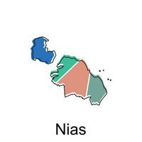 mapa ciudad de nias ilustración diseño, mundo mapa internacional vector modelo con contorno gráfico bosquejo estilo aislado en blanco antecedentes