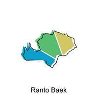 vector mapa de corrió a baek ciudad vistoso diseño, provincia de norte Sumatra ilustración diseño modelo en blanco antecedentes