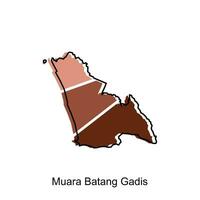 mapa ciudad de Muara batang gadis ilustración diseño, mundo mapa internacional vector modelo con contorno gráfico bosquejo estilo aislado en blanco antecedentes