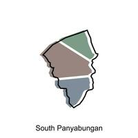 Map City of South Panyabungan illustration design, World Map International vector template with outline graphic sketch style isolated on white background