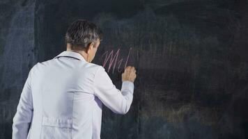 Male doctor writes Mitosis on the board. video