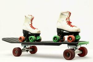 two roller skates on a white background photo