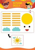 Cutting Paper Activity Page Template vector