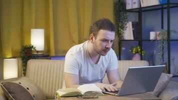 Man encountering problem on laptop. The man is angry and trying to figure it out. video