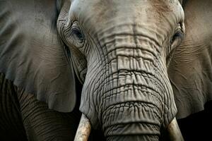 negrita vistoso elefante cabeza de cerca. generar ai foto