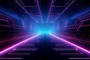 Kaleidoscopic Abstract neon geometric futuristic model. Generate Ai photo