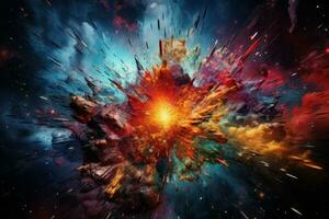 Spectacular Space colorful explosion. Powder color smoke photo