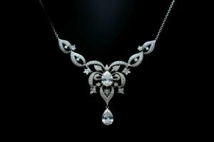 Exquisite Elegant diamonds necklace. Generate Ai photo