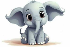 Endearing Cute grey cartoon elephant. Generate Ai photo
