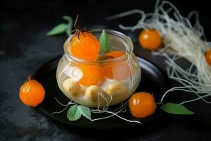 Dessert decorated physalis berry food. Generate Ai photo