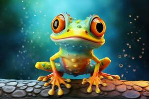 Cheerful Cute colorful bright frog. Generate Ai photo