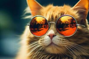 Voguish Cat stylish glasses. Generate Ai photo