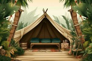 Serene Glamping mockup background. Generate Ai photo