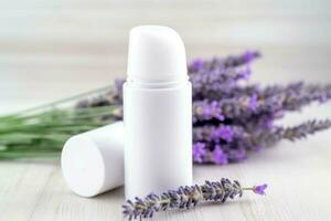 Female deodorant lavender plant care. Generate Ai photo