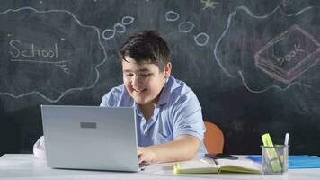 Male student Chatting with Beloved on Laptop. video