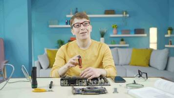 Tech-savvy young man dreams. video