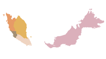 Maleisië kaart met hoofd Regio's. kaart van Maleisië png