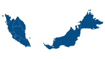 Malaysia map with administrative. Map of Malaysia in blue color png