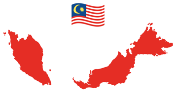 Map of Malaysia with Malaysian flag png