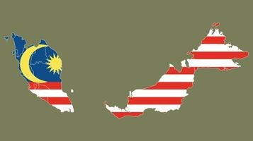 Map of Malaysia with Malaysian flag vector