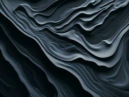 3D Futuristic Elegant Abstract Fluid Black Wave Monochrome Pattern Background AI Generative photo