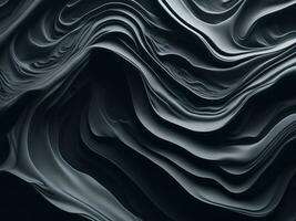 3D Futuristic Elegant Abstract Fluid Black Wave Monochrome Pattern Background AI Generative photo