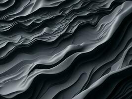 3D Futuristic Elegant Abstract Fluid Black Wave Monochrome Pattern Background AI Generative photo