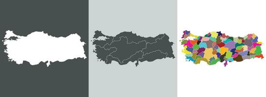 Map of Turkey. Turkish map in set vector