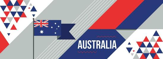 Australia national or independence day banner design for country celebration. Flag of Australia with modern retro design and abstract geometric icons. Vector illustration.