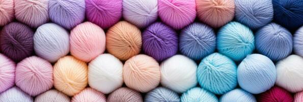 Banner background with pastel colours yarn and decor ai created photo