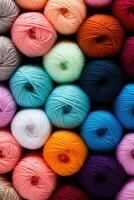 Banner background with yarn for knitting and yarn ai created photo