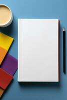 Mockup of a blank cover white book ai created photo