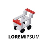 Logo with grocery cart for print and design. Vector illustration.