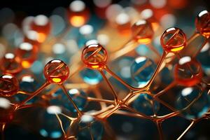 Abstract molecular structure. Science, cosmetic, medical background. Generative ai photo