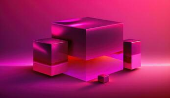 Generative AI, Beautiful gradient abstract background with viva magenta pink color, horizontal wallpaper. Abstract studio room geometric background photo