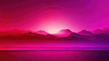 Generative AI, Beautiful gradient scene landscape with viva magenta pink color, horizontal wallpaper. Abstract studio room geometric background photo