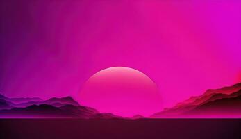Generative AI, Beautiful gradient abstract background with viva magenta pink color, horizontal wallpaper. Abstract studio room geometric background photo