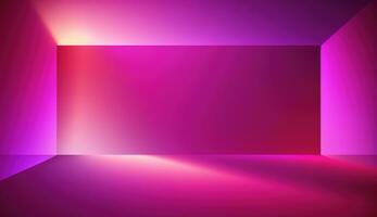 Generative AI, Beautiful gradient scene landscape with viva magenta pink color, horizontal wallpaper. Abstract studio room geometric background photo