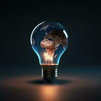 burning light bulb in the shape of an earth globe. shutdown of heating electricity, power outage, blackout, load shedding energy crisis AI generative photo