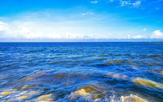 Tropical Caribbean beach clear turquoise water Playa del Carmen Mexico. photo