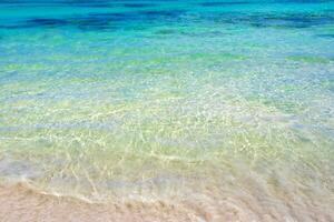 Waves at tropical beach caribbean sea clear turquoise water Mexico. photo