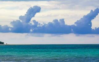 Tropical mexican beach clear turquoise water Playa del Carmen Mexico. photo