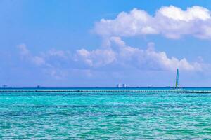 Tropical caribbean sea panorama view to Cozumel island cityscape Mexico. photo