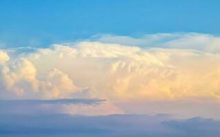 Blue sky with beautiful clouds on sunny day in Mexico. photo