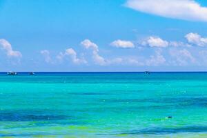 Tropical Caribbean beach clear turquoise water Playa del Carmen Mexico. photo