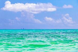 Tropical caribbean sea panorama view to Cozumel island cityscape Mexico. photo