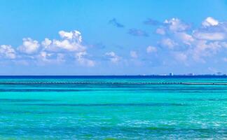 Tropical Caribbean beach clear turquoise water Playa del Carmen Mexico. photo